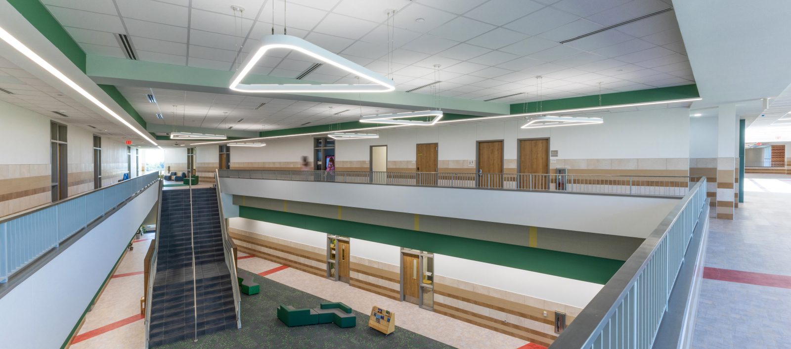 Interior aerial view of the Crowley Montessori Academy.