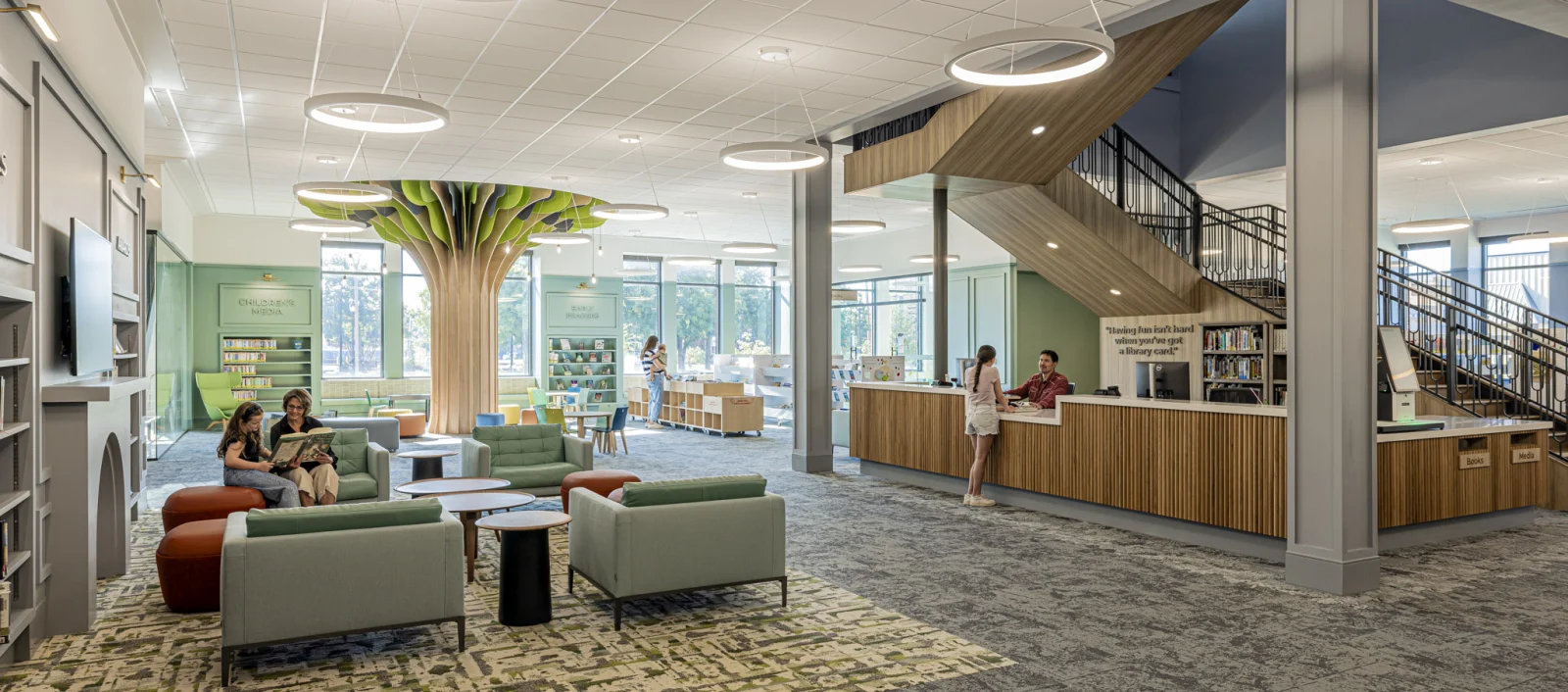 Interior of the lobby at Midlothian City Hall and Library