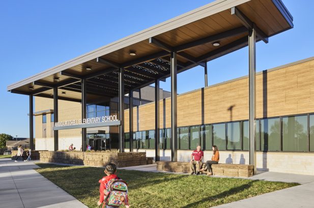 Exterior view of the Rockwall ISD Rochell Elementary School entryway