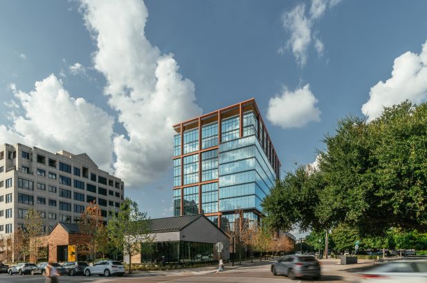 Wide exterior shot of the Quad in Dallas Texas during the day